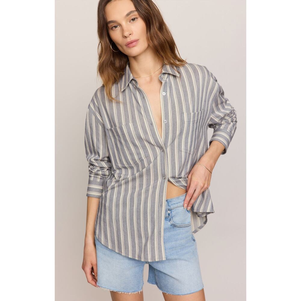 Z Supply Reese Button Up Stripe Top - Summer Stone NWT VARIOUS SIZES
